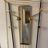 70s Trapezoidal Coat Rack with Round Chrome Hooks