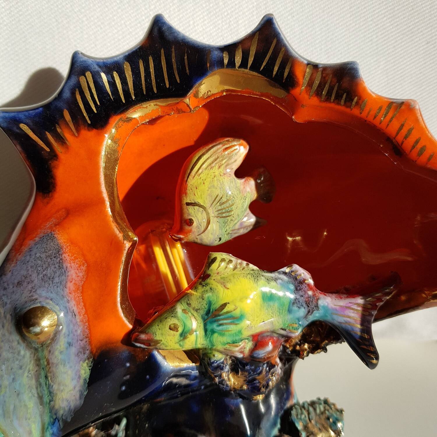 Lampe poisson en céramique avec ampoule