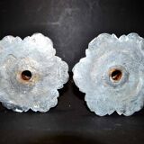 Lot de 2 Bougeoirs flambeaux anciens en laiton doré décor classique
