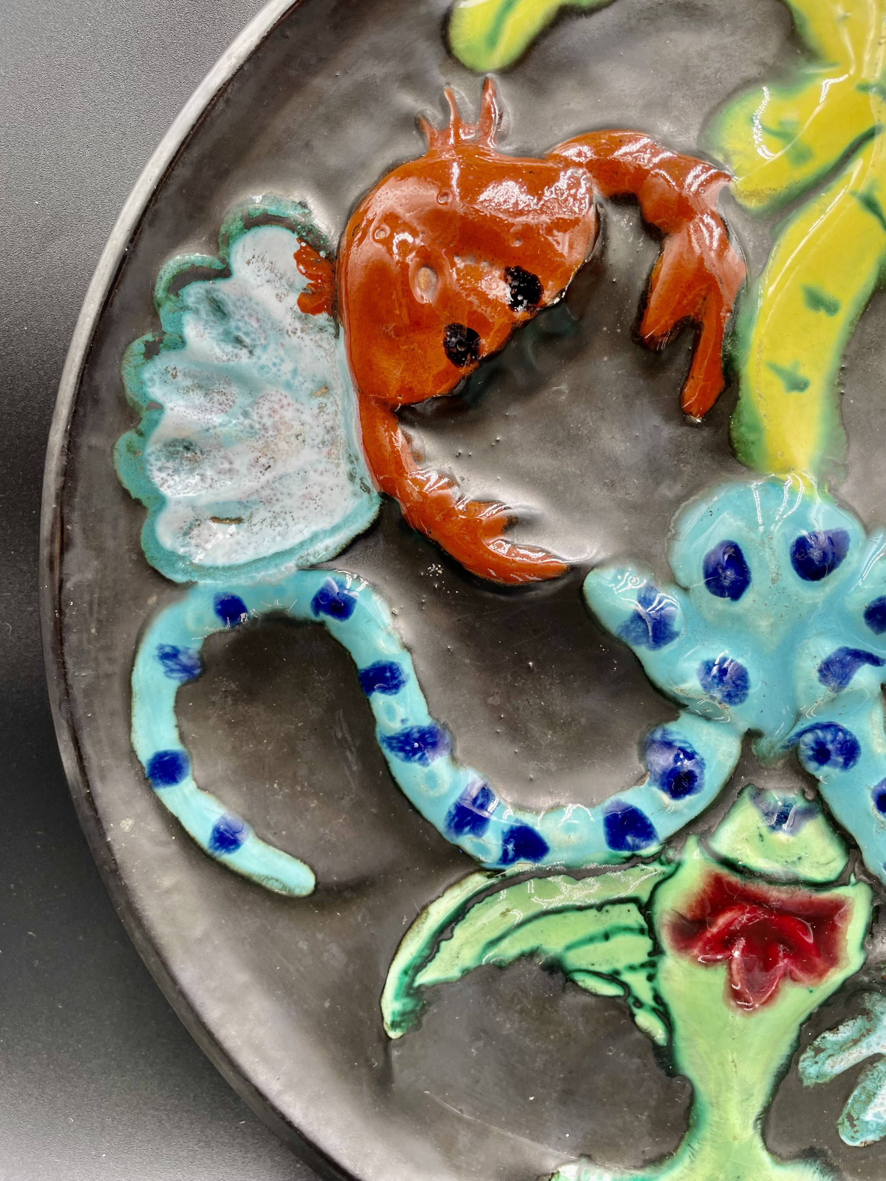 Large oyster or shellfish dish signed cérenne