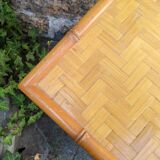 Vintage bedside table in bamboo effect wood, handcrafted in Japan style