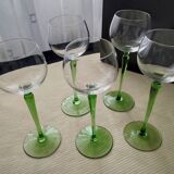 5 plain glass Alsace white wine glasses