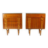 Tables de chevet du milieu du siècle avec plateau en verre noir, Novy Domov, Tchécoslovaquie, années 1960
