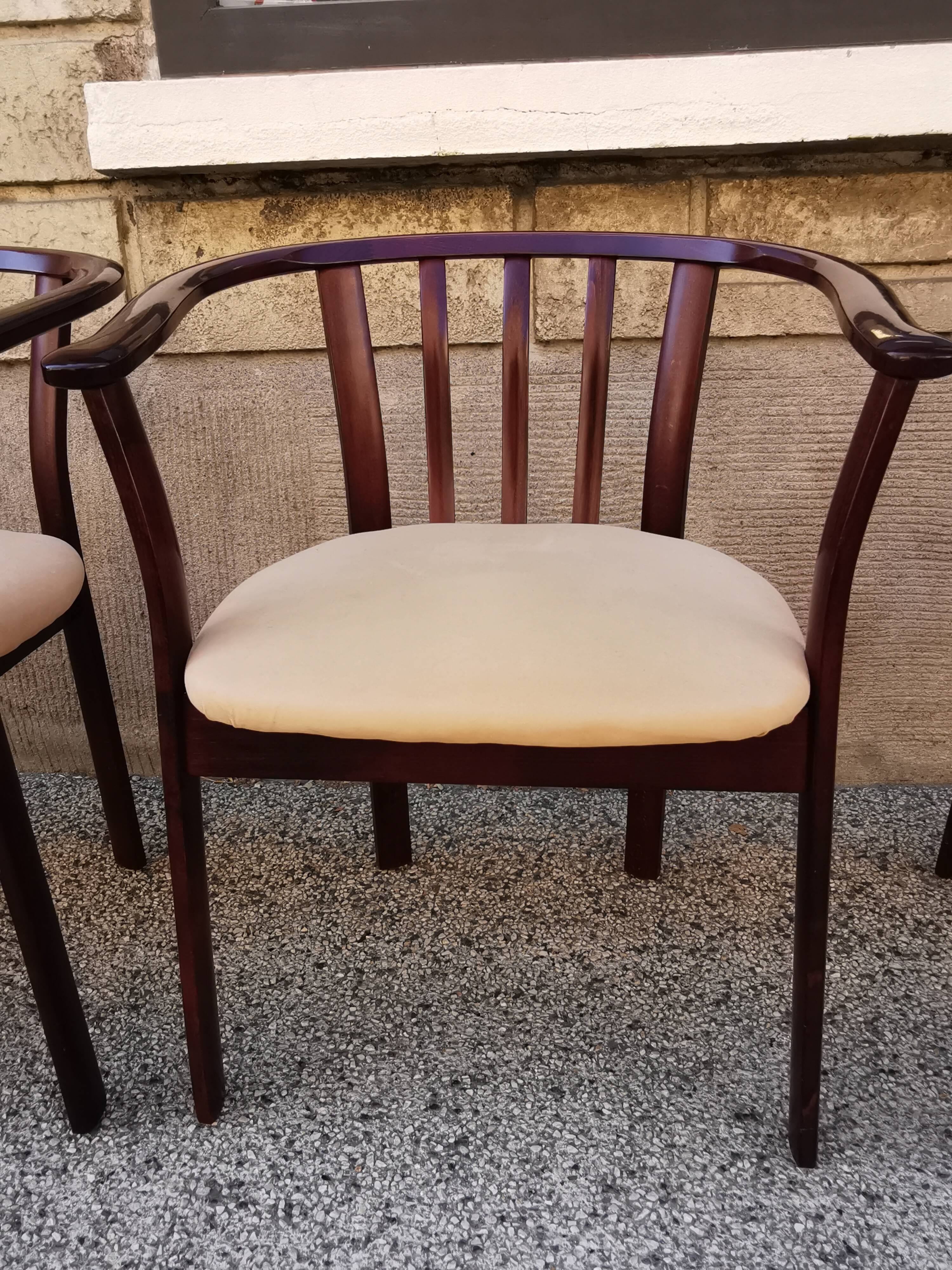 Suite de 4 fauteuils bois vintage années 80