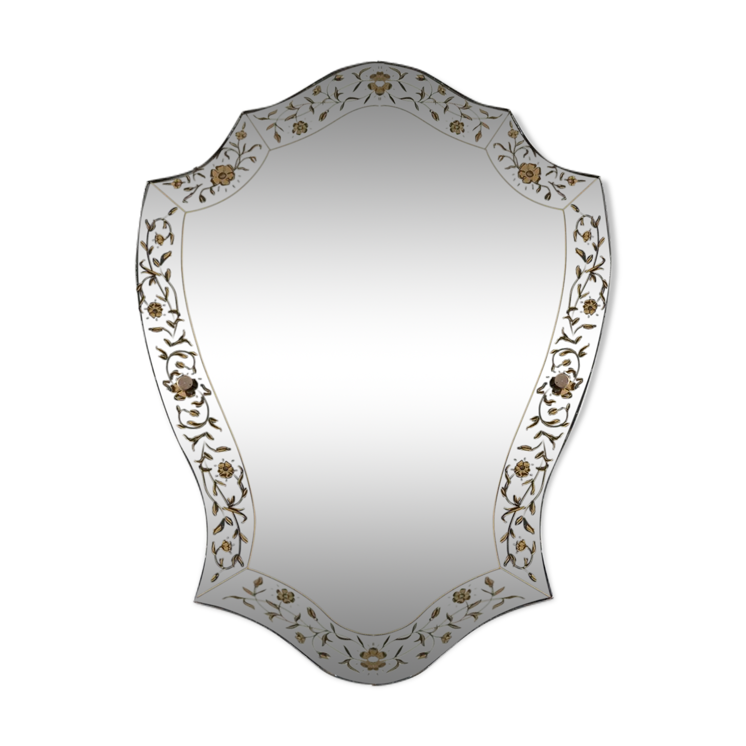 Venetian-style mirror decorated with flowers - 1950s 49x66cm