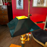 Large Empire Bouillotte Lamp in Brass and Lacquered Sheet Metal Restored - H6