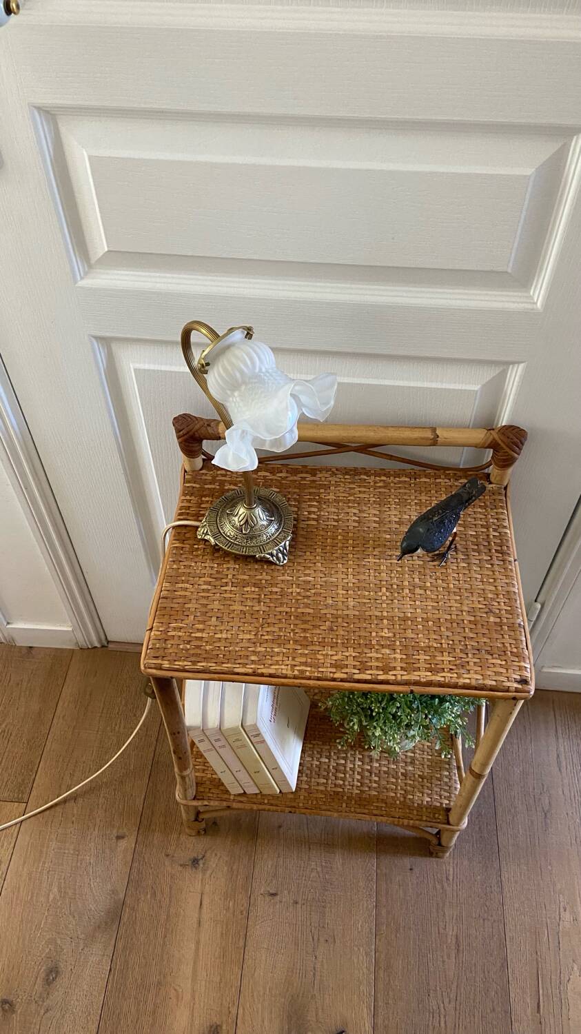 Vintage rattan bedside table 1960