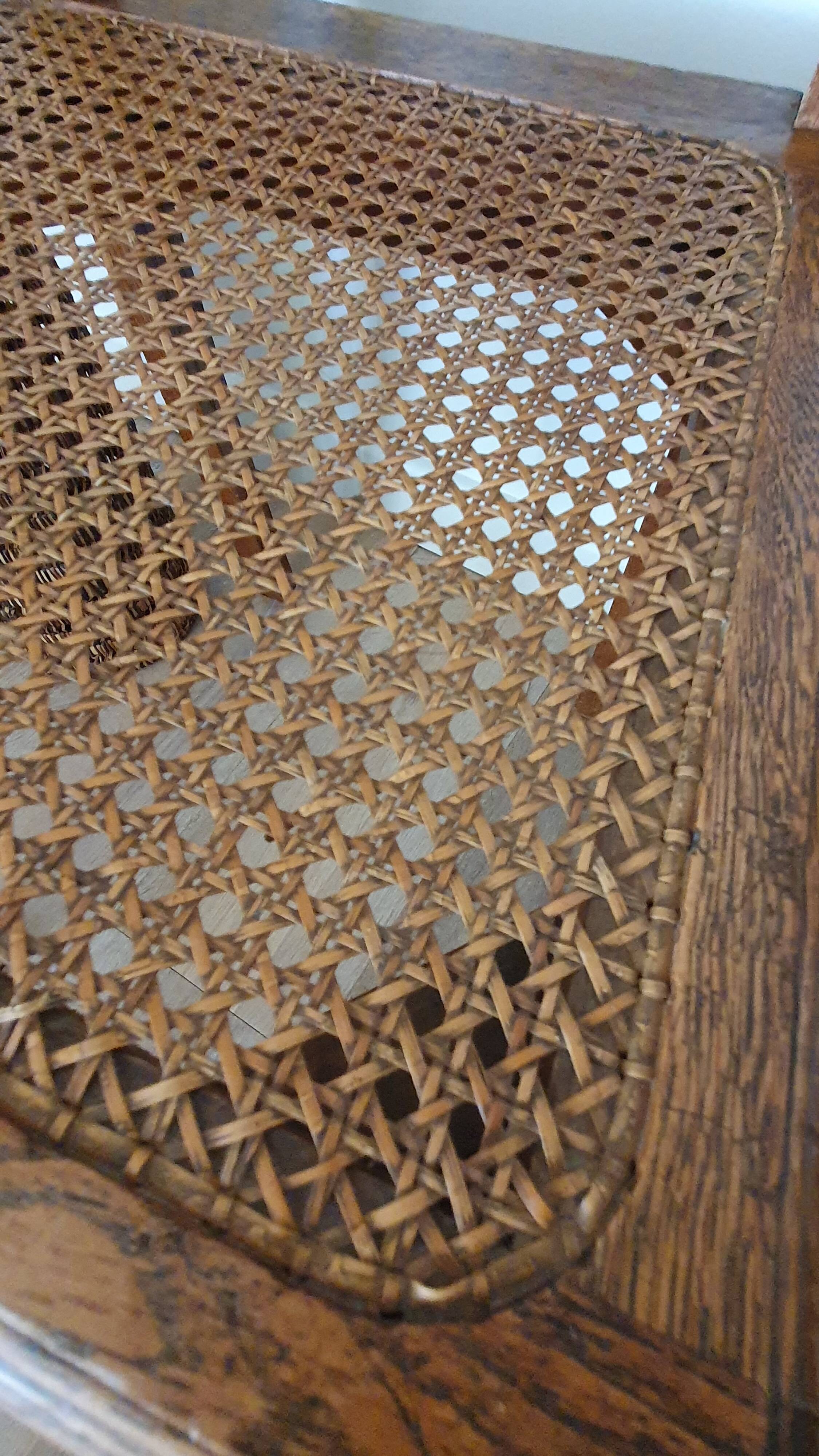 Pair of wooden chairs and Art Deco canning