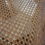 Pair of wooden chairs and Art Deco canning