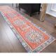 Vintage Turkish handmade wool cotton red runner 65x315