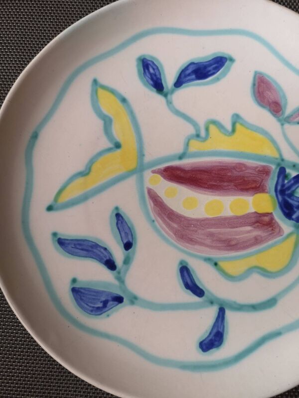 Assiette en céramique émaillée décor poisson - Gérard Hofmann - Vallauris - Années 1950