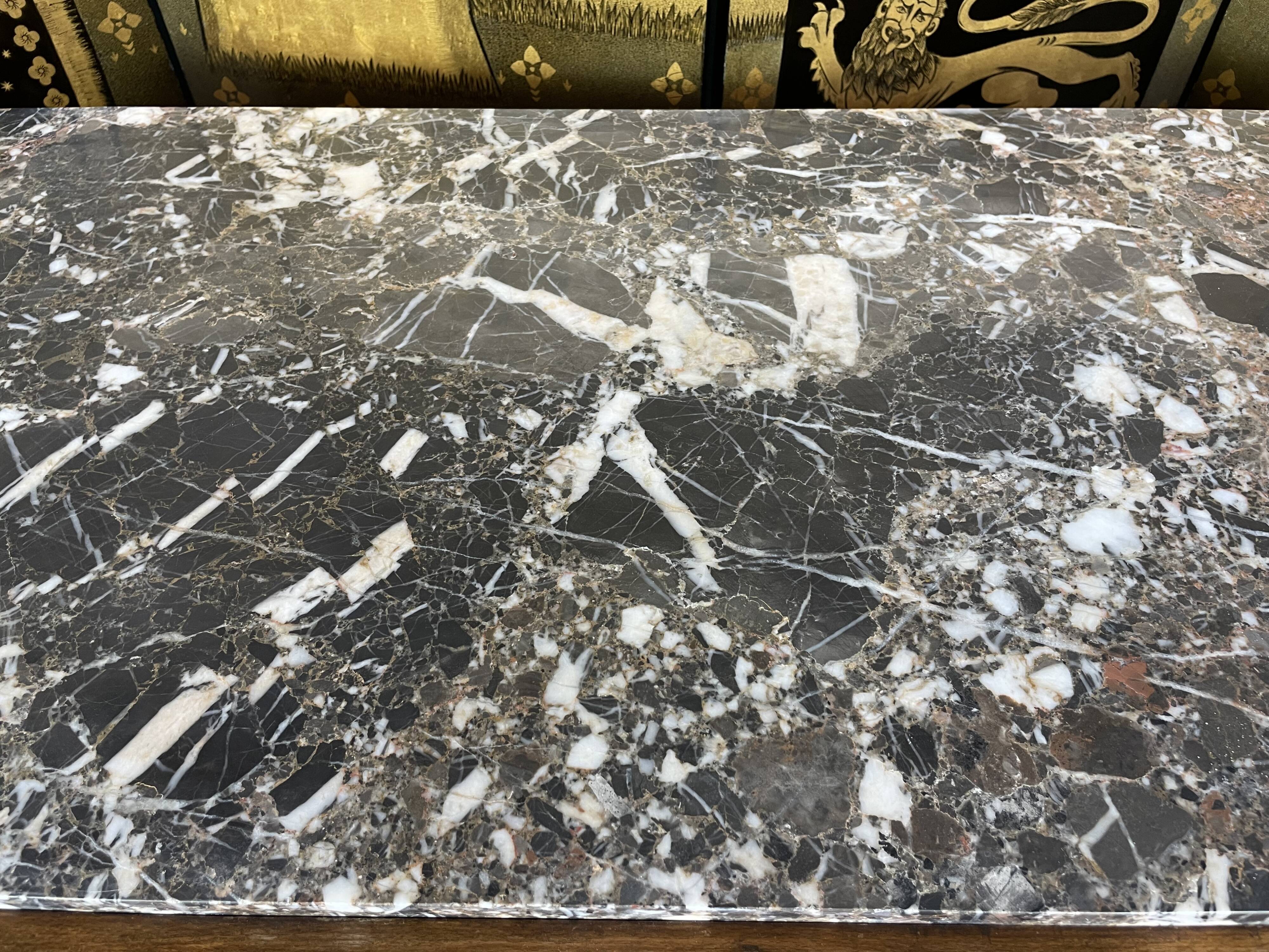 Chest of drawers Art Deco period beech tinted and veined marble