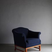 Navy boucle lounge chair | Sweden | 1940s