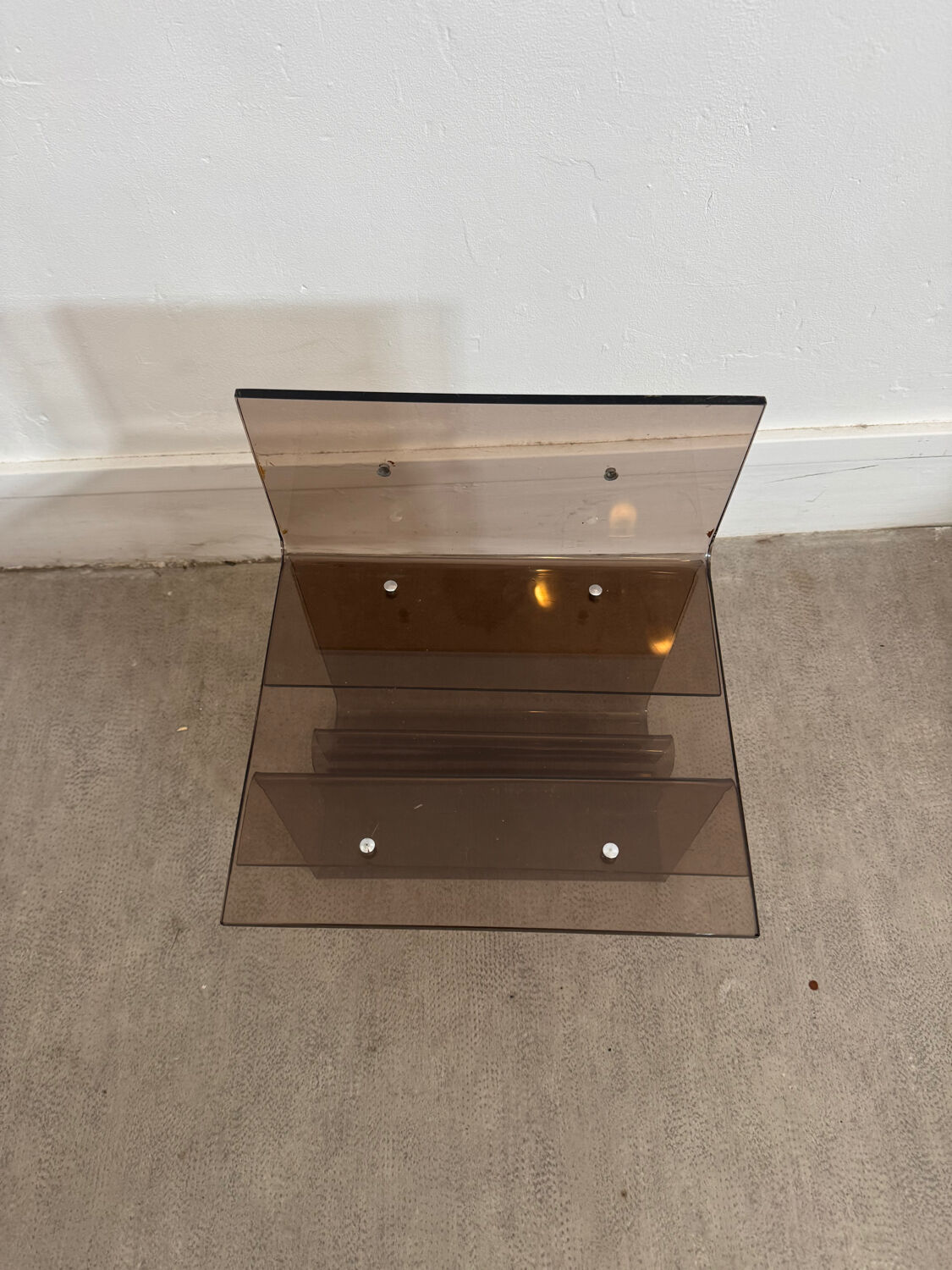 Side table - smoked Plexiglas bedside table Michel Dumas