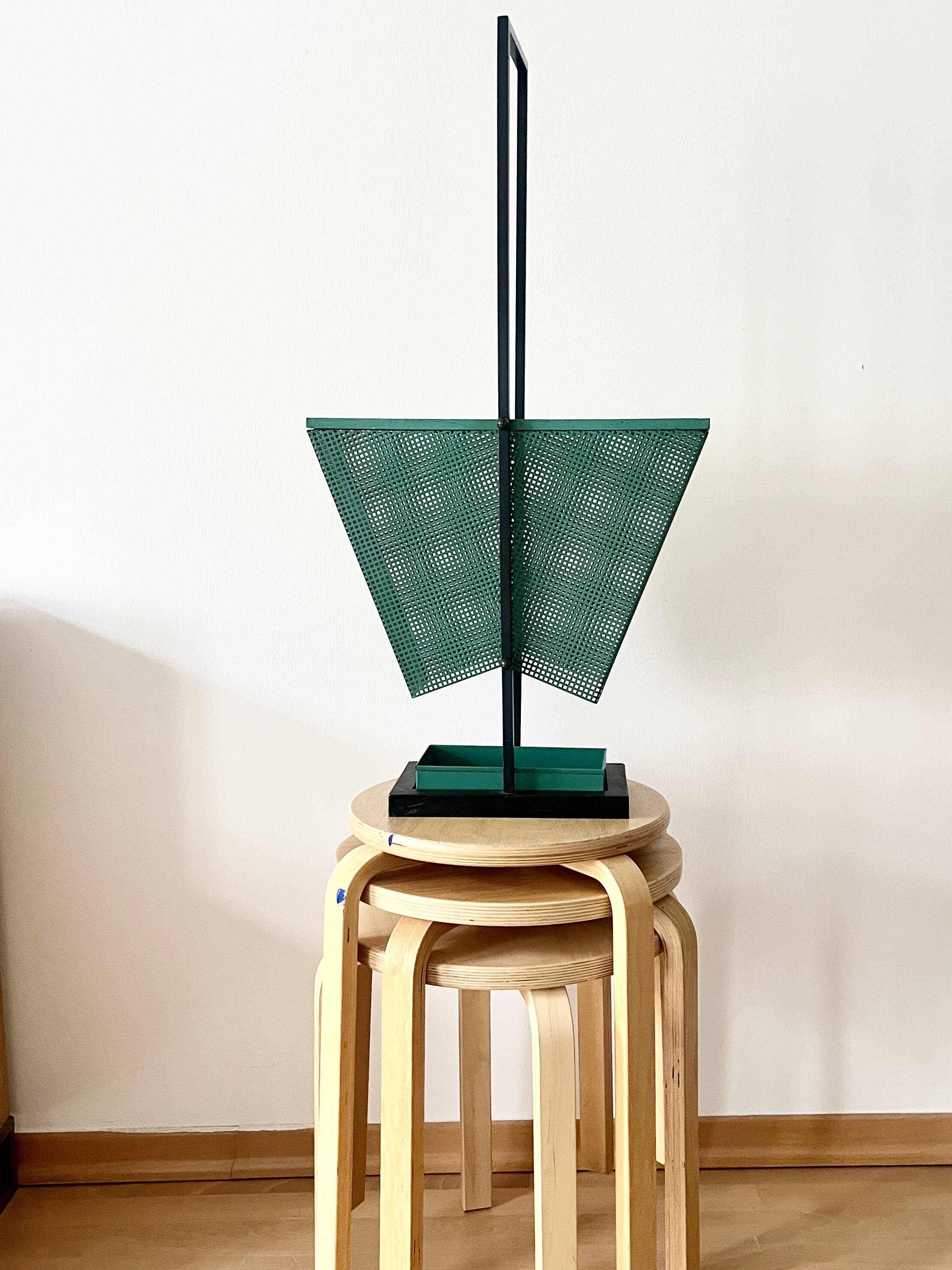 Vintage Green and black Metal Umbrella Stand, Rockabilly Style, 1950s