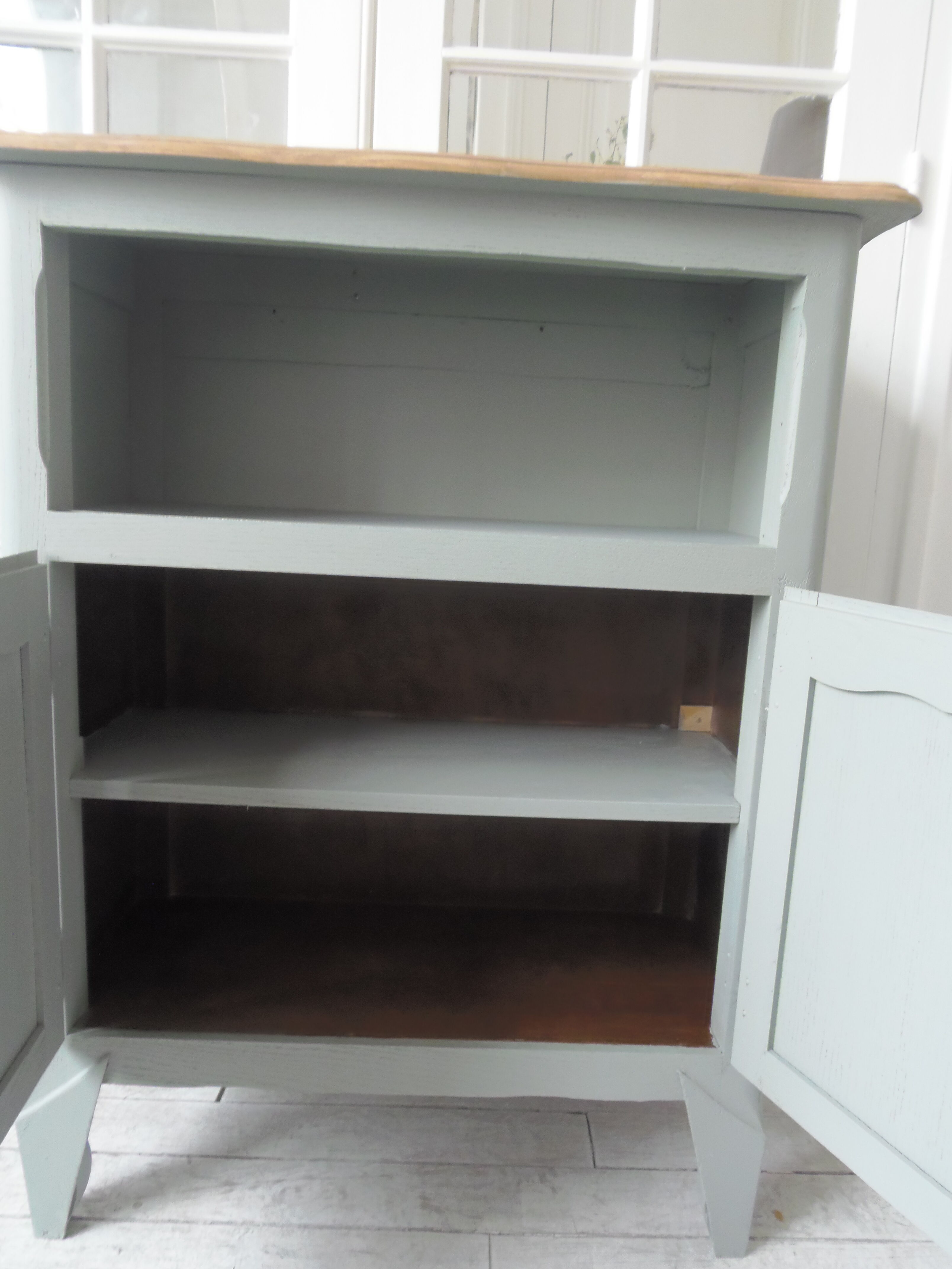 Vintage buffet green of gray, wooden tray