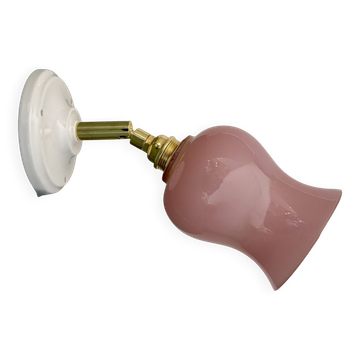 Applique tulipe vintage en opaline rose