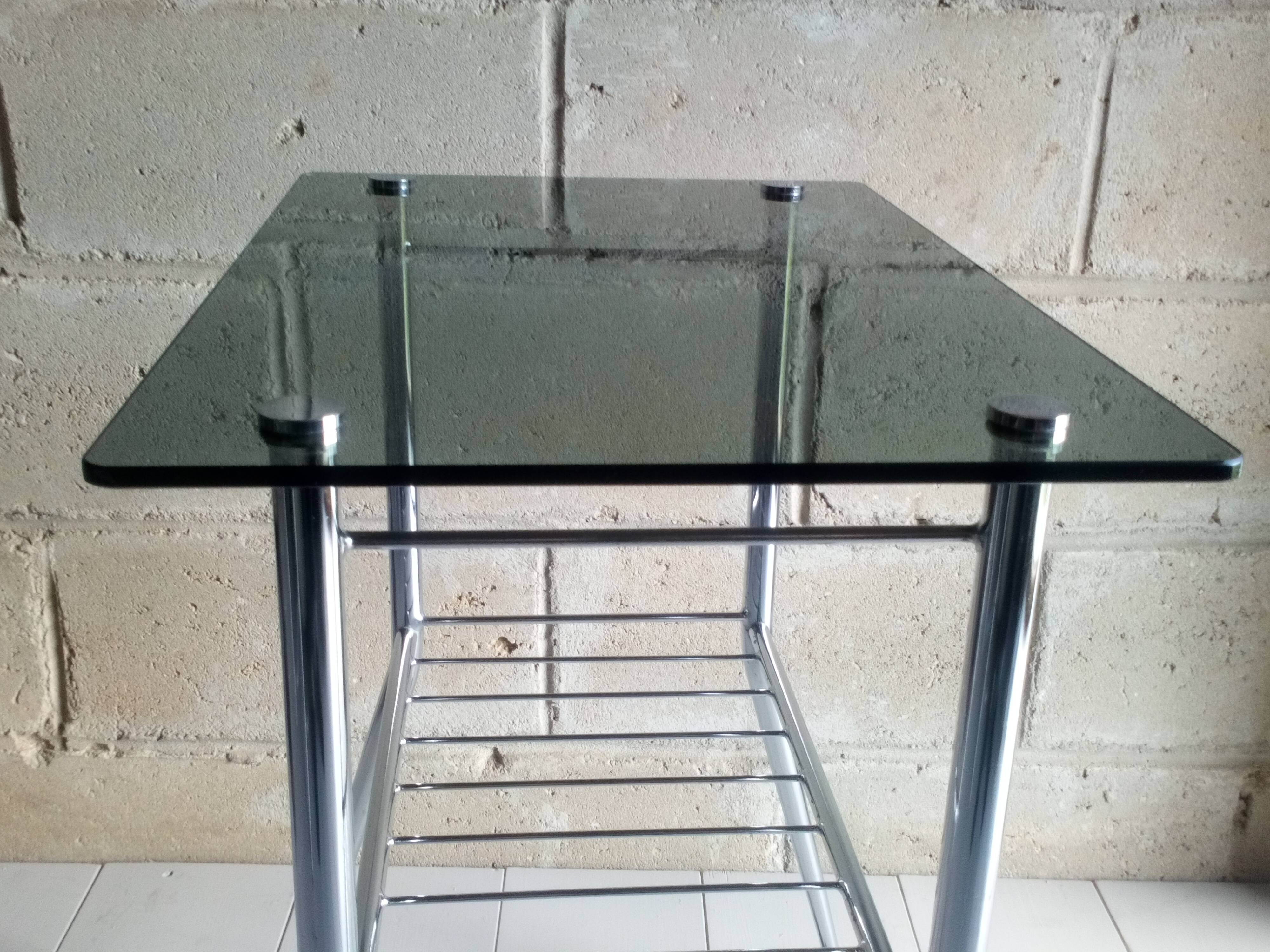 Side table feet thongs and tray smoked glass 1960