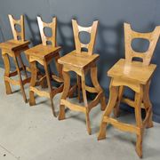 Vintage brutalist bar stools, set of 4 - 1960s