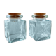 Pair of square jars in tinted glass and corks