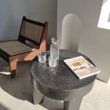 Quadripod coffee table in black monoxyl solid wood