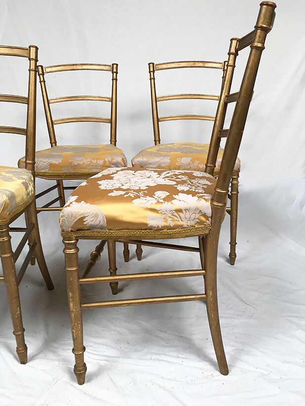 Series of four chairs Napoleon III, gilded wood