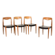 Chaises de salle à manger en teck massif et similicuir, style Niels Otto Moller, années 50