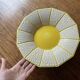 Old salad bowl, fruit bowl - yellow and white ceramic, vintage