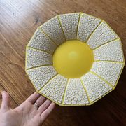 Old salad bowl, fruit bowl - yellow and white ceramic, vintage