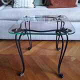 Coffee table from the 50s in wrought iron and glass top