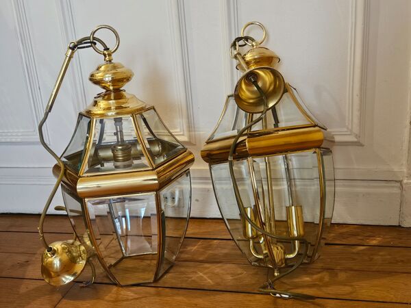 2 luminaires forme lanterne - suspension- lustre