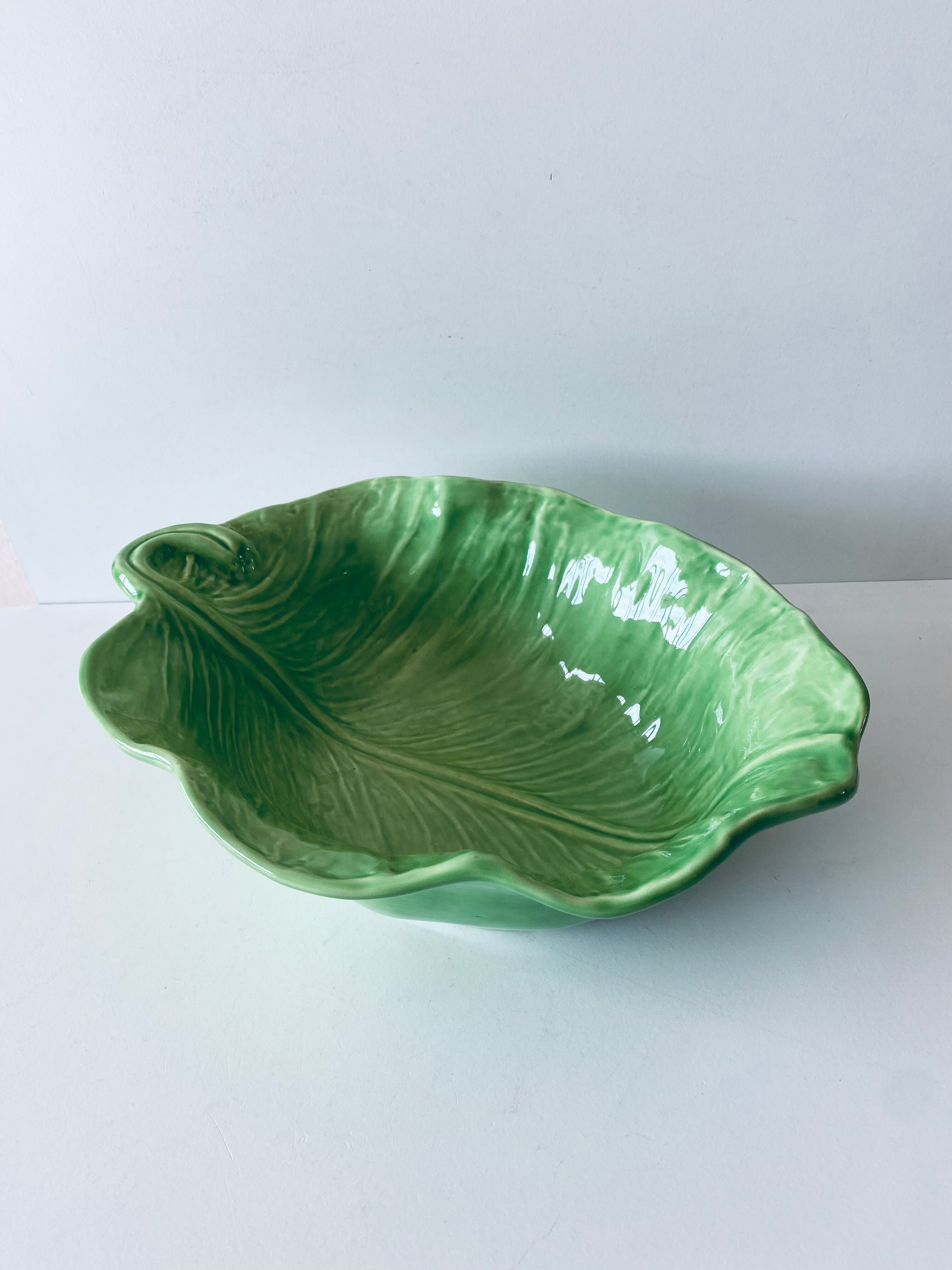 Saladier barbotine feuille