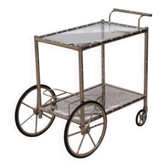 Vintage brass and glass bar trolley
