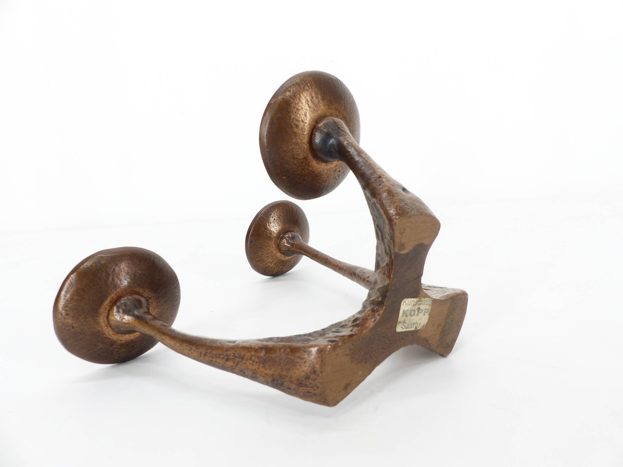 Vintage brutalist bronze candlestick Kunsthaus Kopp 1960s