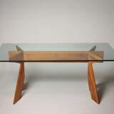 Dining table in walnut, Italy 80s