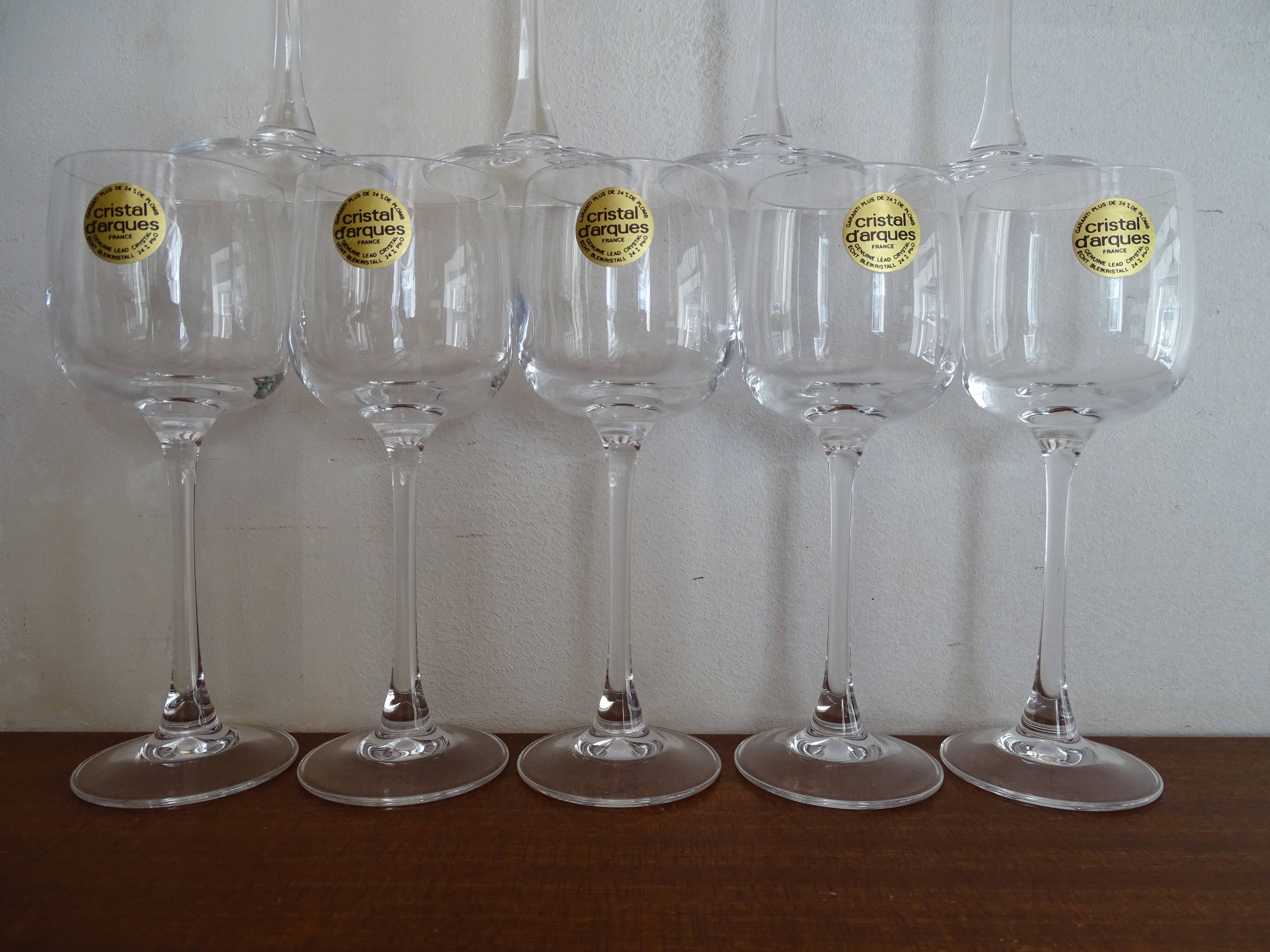 12 glasses of Arques crystal wine model Briançon 12 cl in boxes