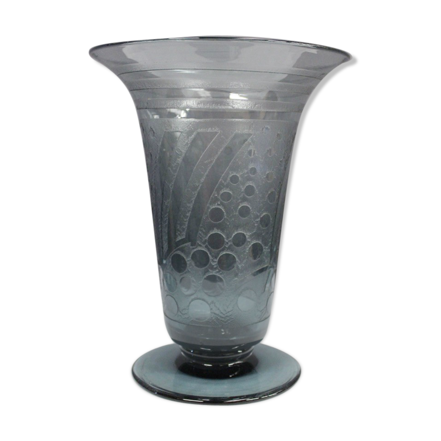 Art Deco Blue Vase Cleared with Acid