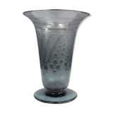 Art Deco Blue Vase Cleared with Acid