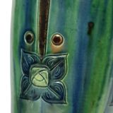 Pair of Blue Art Nouveau Vases Flemish Pottery Antiques