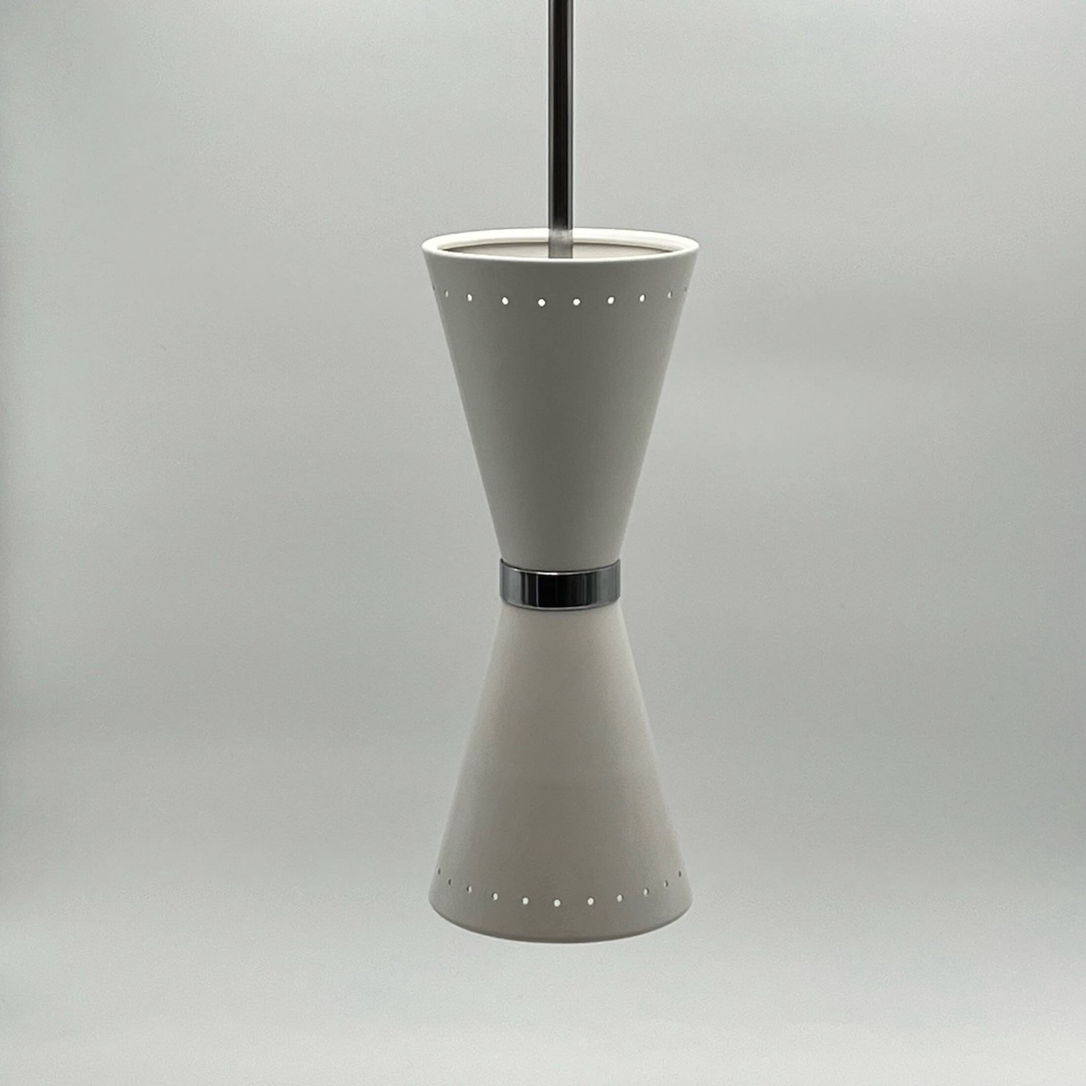 Rare Vintage Lacquered Metal Hanging Lamp, Italy 1960s