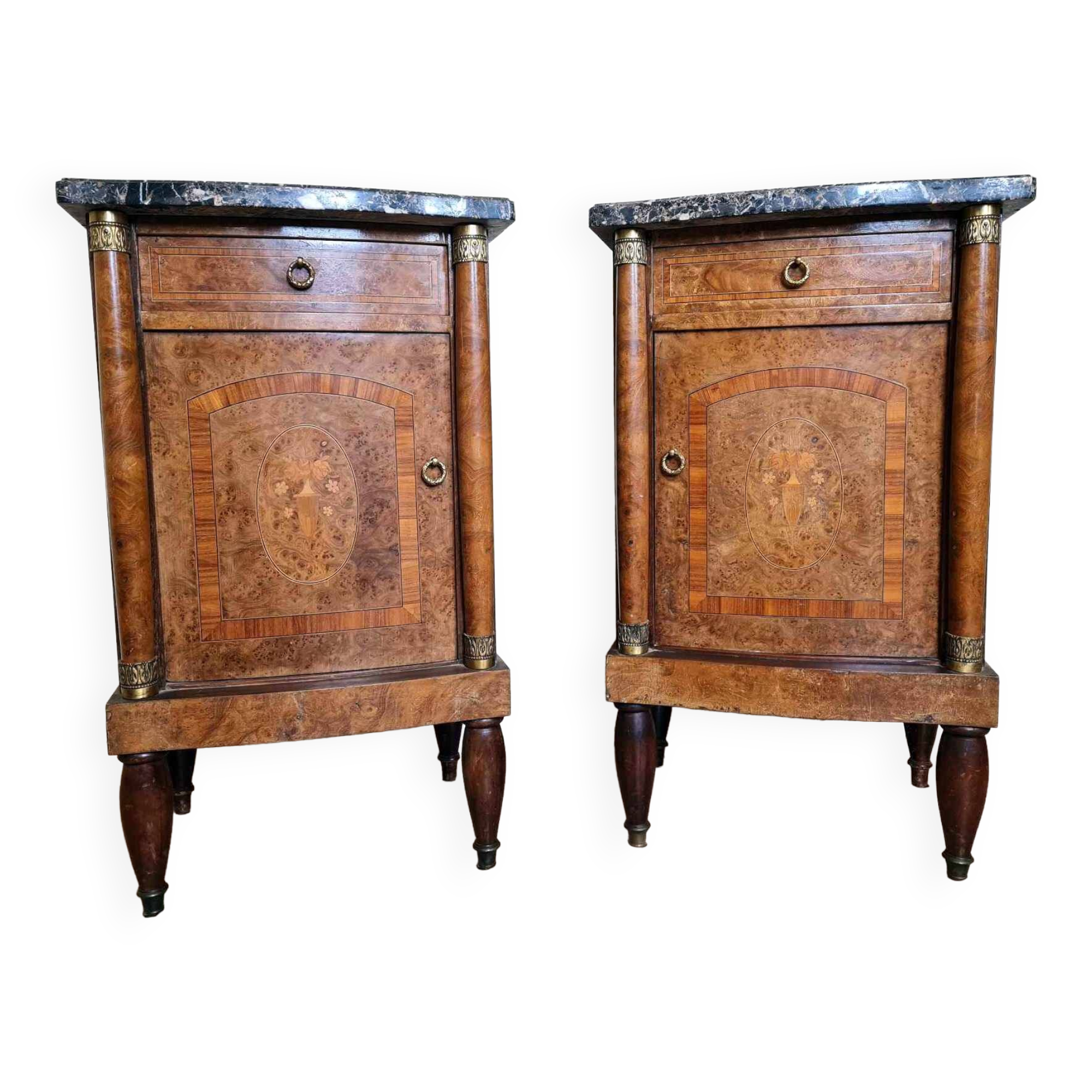 Pair Of Empire Style Furniture In Marquetry