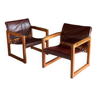 Pair of “Diana” leather armchairs by Karine Mobring 1970