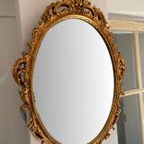 Beautiful Baroque Style Oval Decorative Mirror - Gilded with gold leaf with a Beautiful Patina