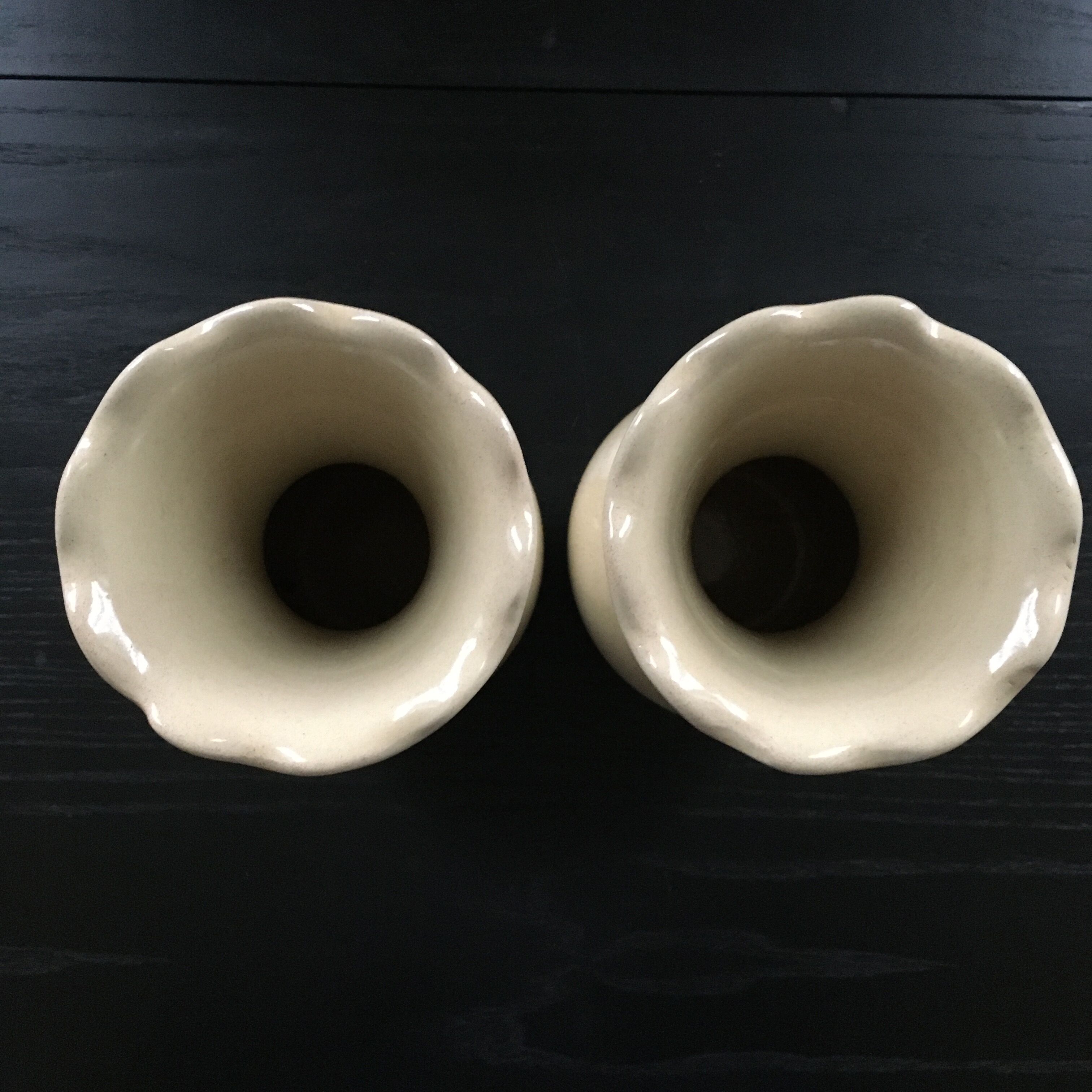 Pair of corrugated neck vases