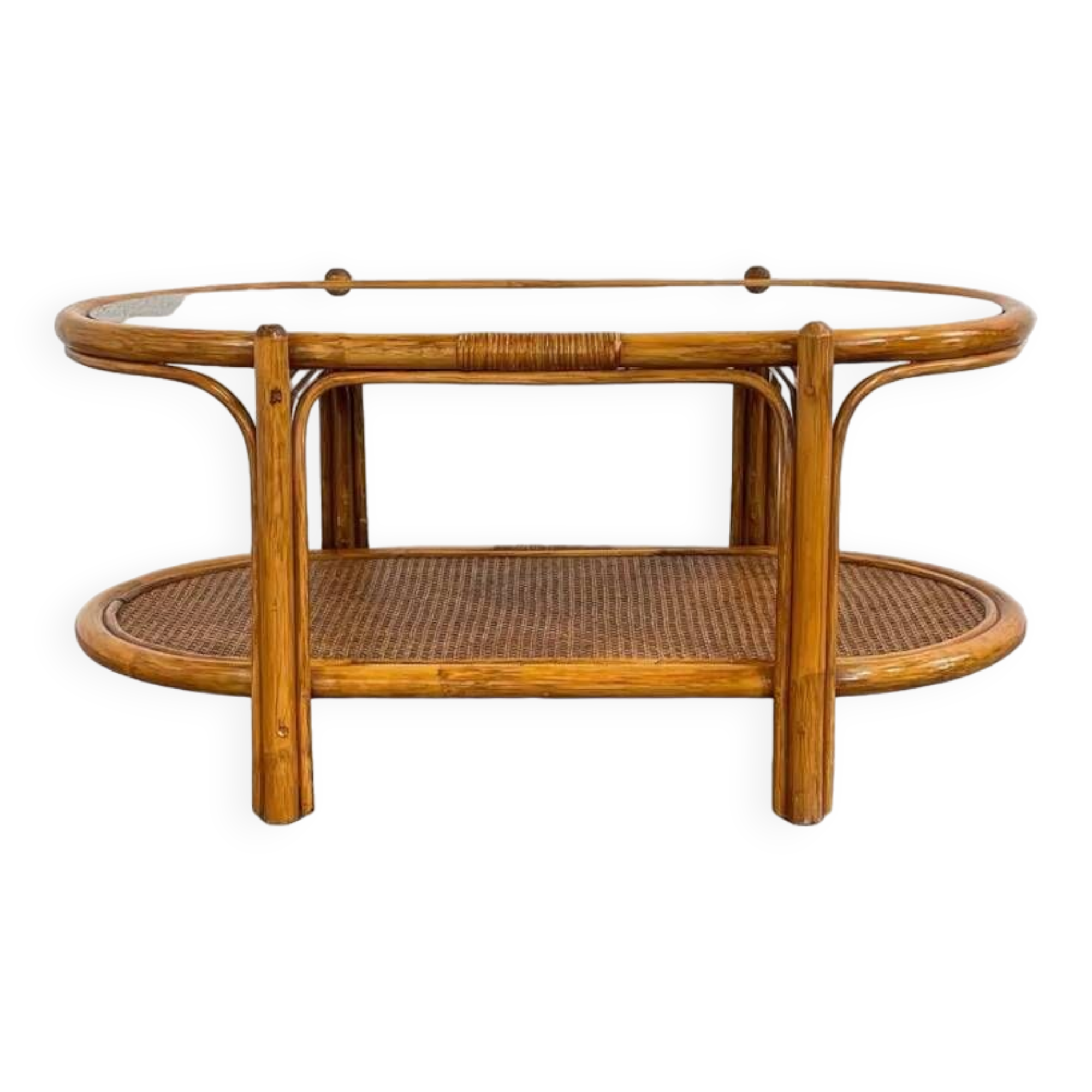 Vintage roasttan coffee table and glass top