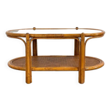 Vintage roasttan coffee table and glass top