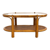 Vintage roasttan coffee table and glass top