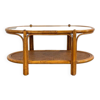 Vintage roasttan coffee table and glass top