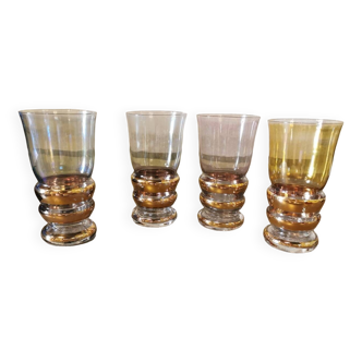 Set of 4 vintage golden stem glasses