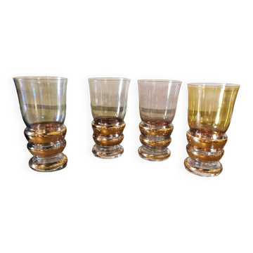 Set of 4 vintage golden stem glasses